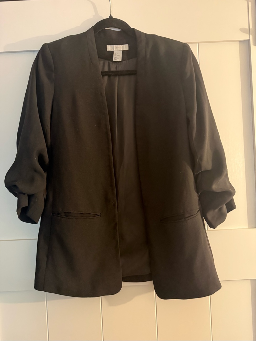 H&M Black Open-Front Women's Blazer with Rolled Sleeves